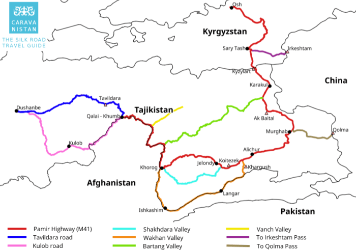 Carte Pamir Highway Caravanistan