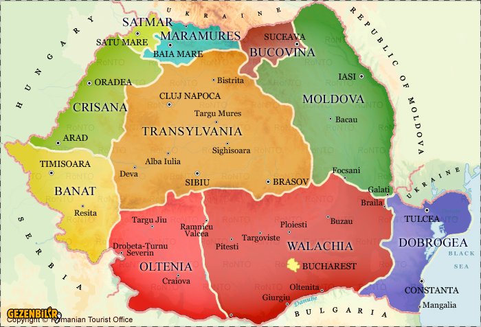 Romania regions map