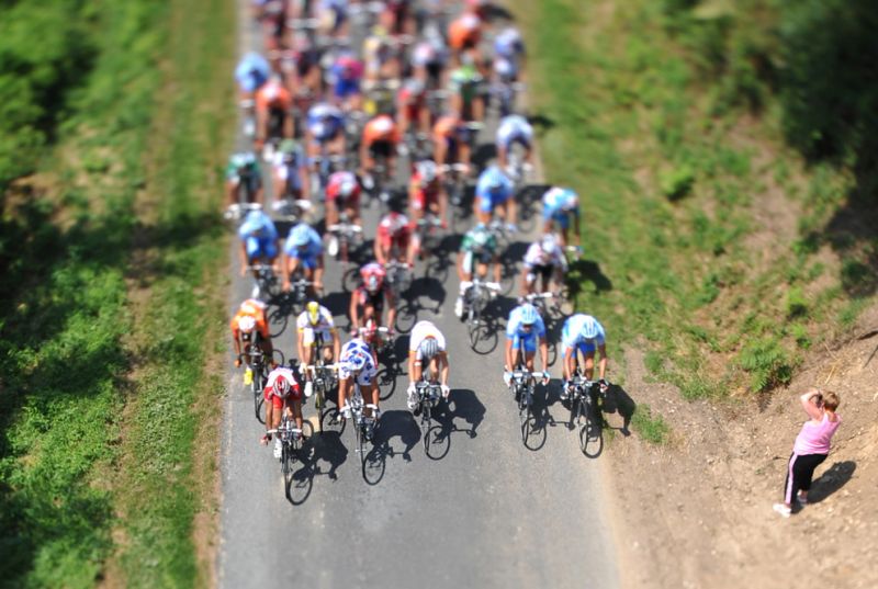 TF 0032 The pack rides on July 10 2008 during the 1955 km stage6 of the 2008 Tour de France betw