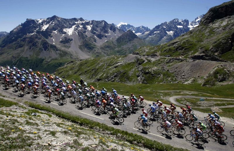 TF 0050 Cyclists compete in the Alps during the 17th stage of the Tour de France cycle race a 2105